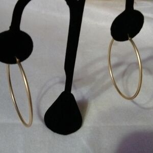 Gold tone Matte finish hoop earrings 5cm pierced NWT (sku 169)